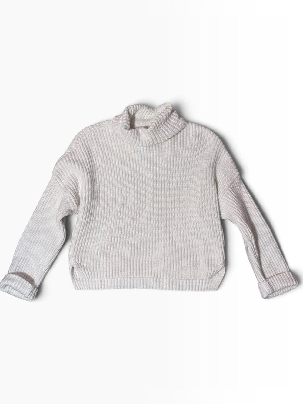 🤍 Abercrombie & Fitch White Ribbed Turtleneck Sweater, Size Small 🤍
